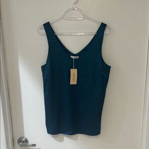 EKOUAER Teal silky  Tank Top shell sleeveless tank small NWT